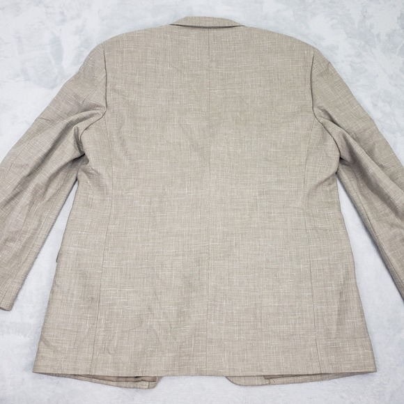 Linen Wool Alfani Men's Tan Sport Coat Blazer Suit Jacket R 46 Light Business - Picture 5 of 16